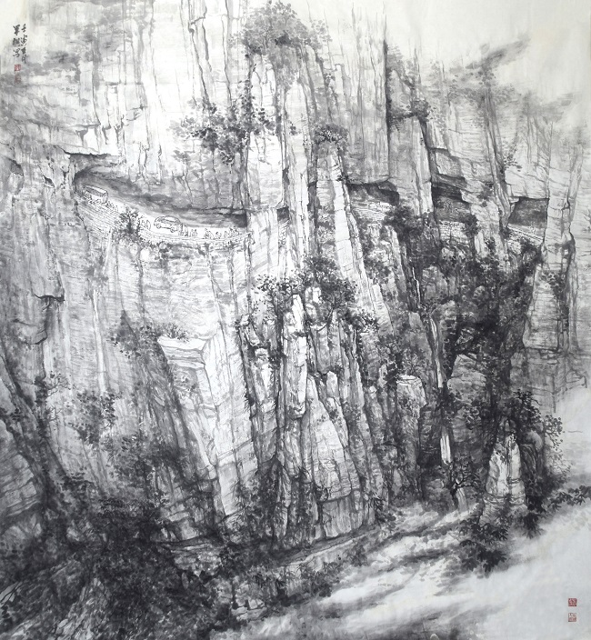 中国画《绝壁有路》.jpg