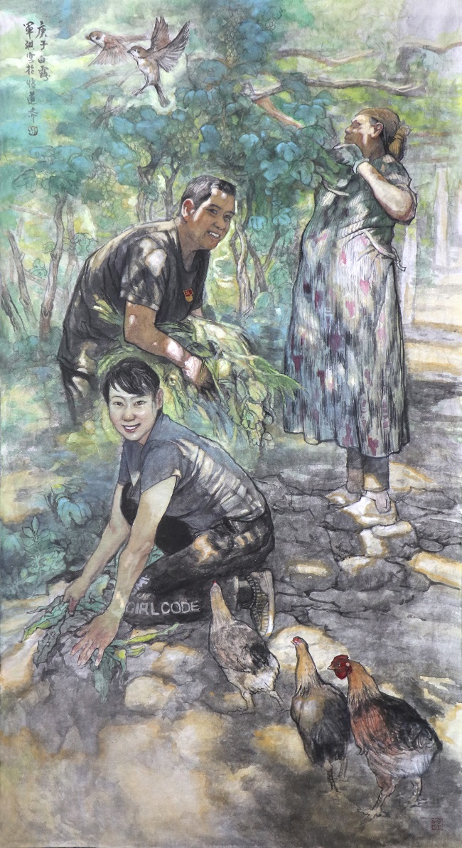 中国画《驻村干部》.jpg